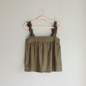 NWT Bare Button Back Baby Doll Olive Top